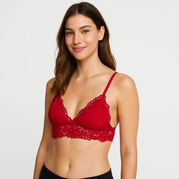 MARILYN MONROE 2pk Lace Galloon Bralettes Bra Removable Pads Red Pink M - Picture 3 of 10